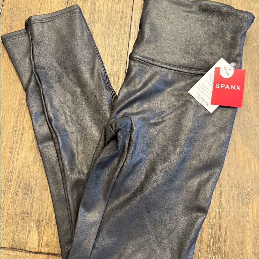 SPANX Shiny Black Faux Leather Leggings